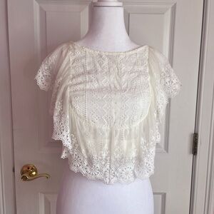 Altar’d State White Laces Short Sleeve Top